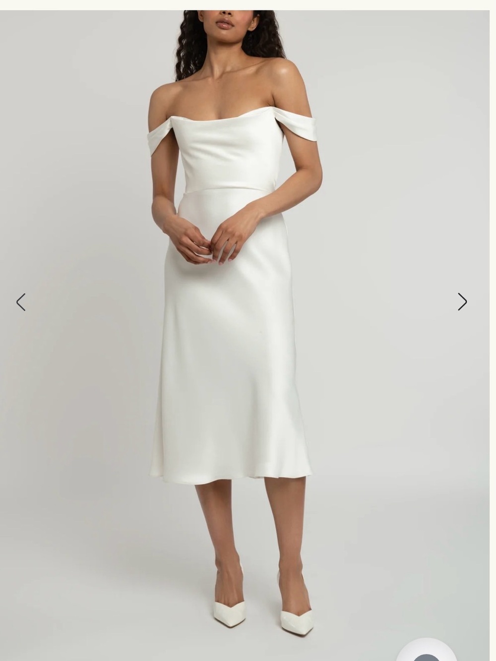 Jenny Yoo Off-Shoulder Midi Dress in White